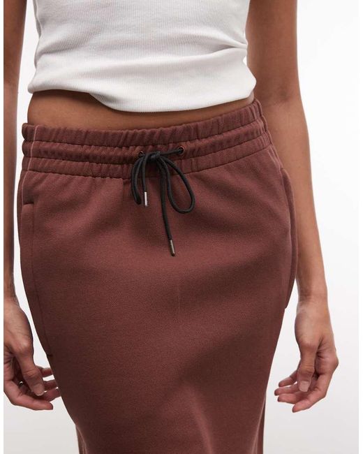 Rains Red 41050 Downtime Co-ord Knitted Logo Drawstring Skirt