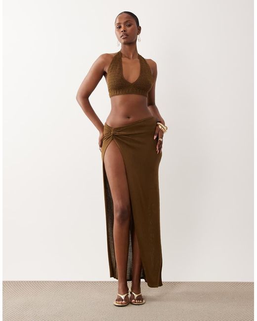 Flook Natural The Label Delani Knit Maxi Skirt With Side Slit