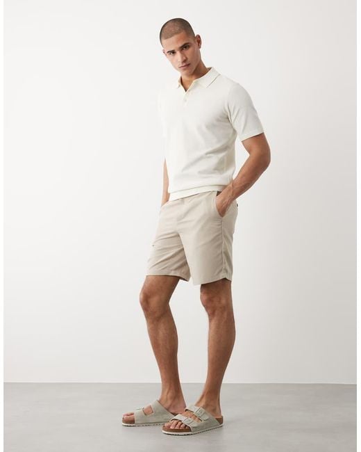 New Look Natural Linen Look Shorts for men