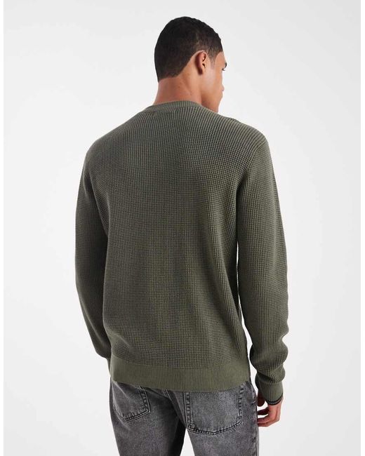 Fred Perry Green Waffle Jumper for men