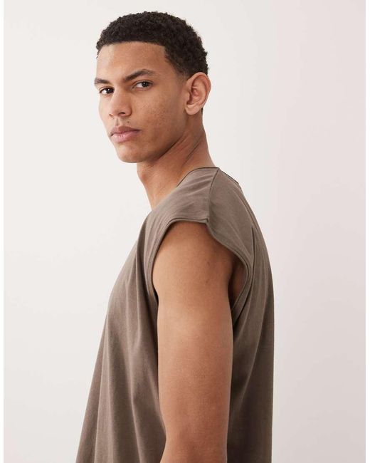 Brave Soul Brown Oversized Tank for men