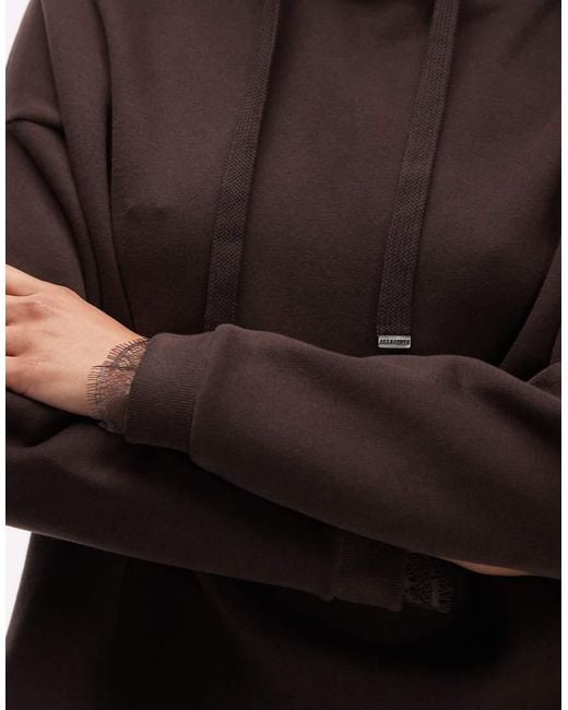 AllSaints Black Lace Trim Hoodie
