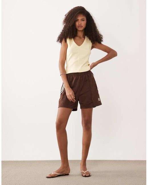 ASOS Brown Ribbed V Neck Vest Top With Exposed Seam Detail