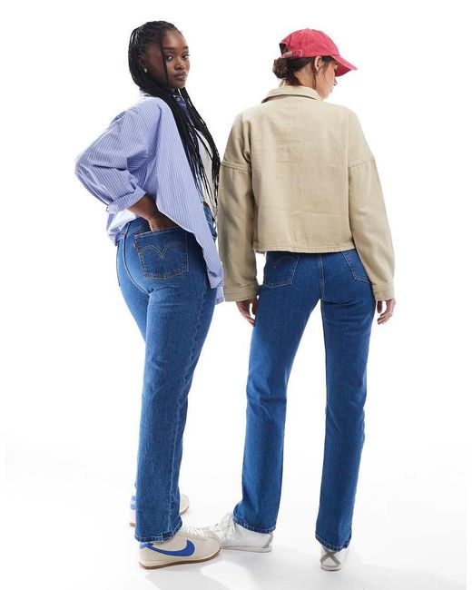 Levi's Blue 501 Straight Crop Jeans
