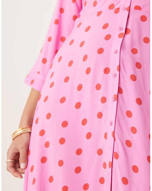 Y.A.S Pink Maxi Shirt Dress