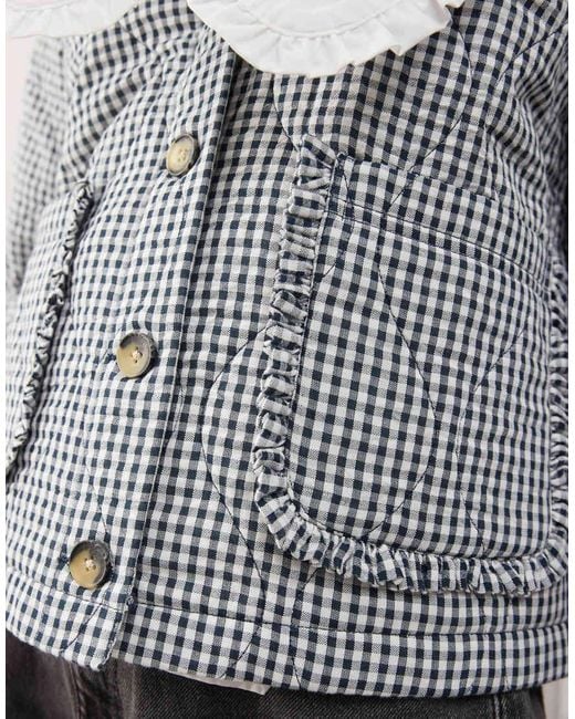 Miss Selfridge Gray Mono Check Quilted Bed Jacket