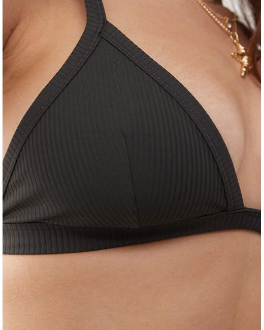 Weekday Brown Ribbed Triangle Bikini Top