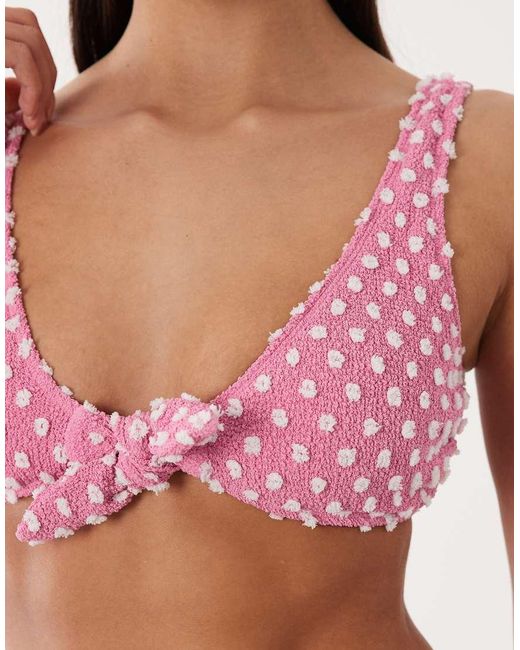 South Beach Red Knotted Bralet Bikini Top