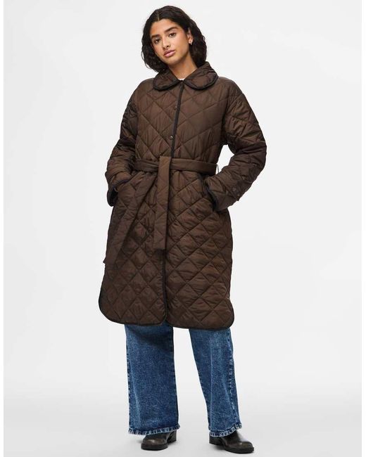 Pieces Brown Quilted Jacket