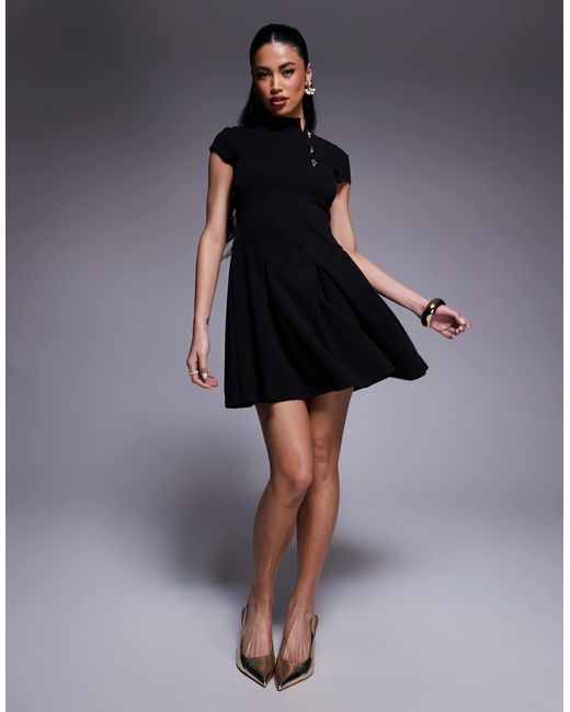 ASOS Blue – hochgeschlossenes minikleid