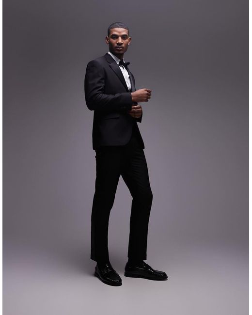 Topman Blue Slim Tux Suit Jacket for men