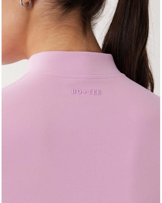 BO+TEE Pink Bo+tee Quarter Zip Short Sleeve Sports Top
