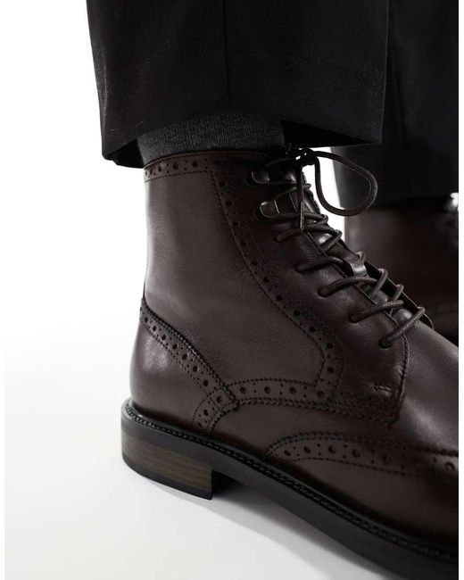 ASOS Black Lace Up Brogue Boots for men