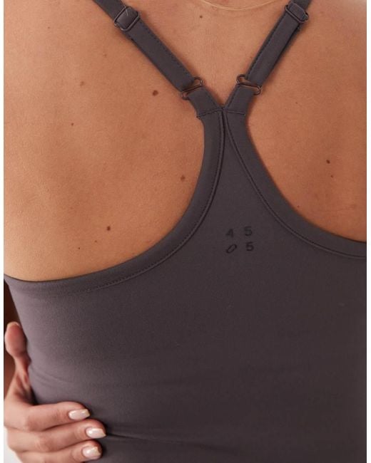 4505 Gray Icon Yoga Cami With Inner Bra And Adjustable Straps