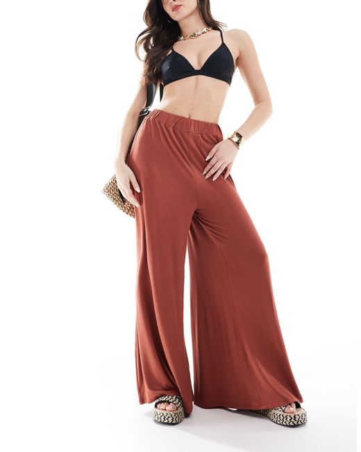 ASOS Red Jersey Palazzo Beach Trouser