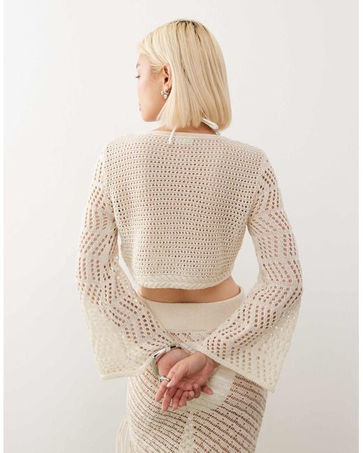 Top d'ensemble au crochet noué devant - beige Noisy May en coloris Natural