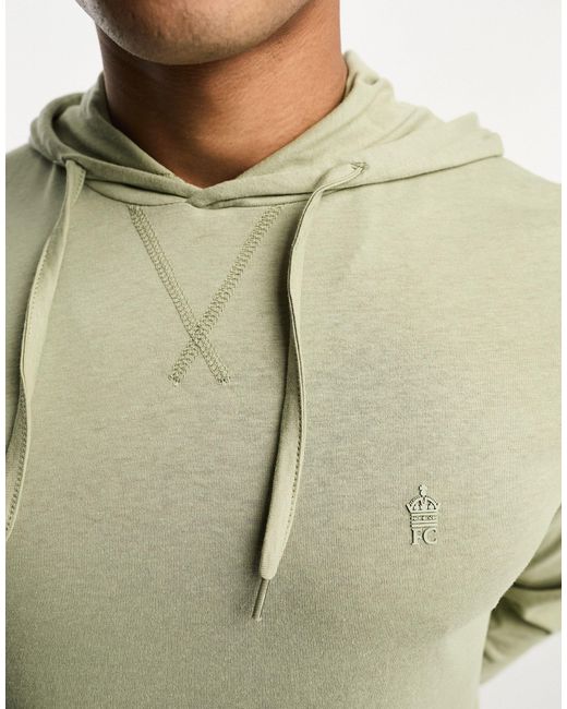 French Connection Natural Hooded Long Sleeve Top for men