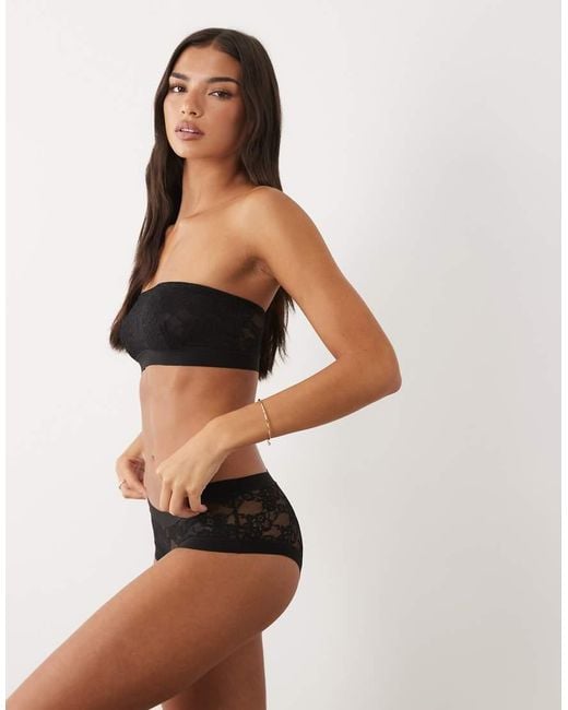 ASOS Black Morgana Lace Bandeau With Microfibre Edge