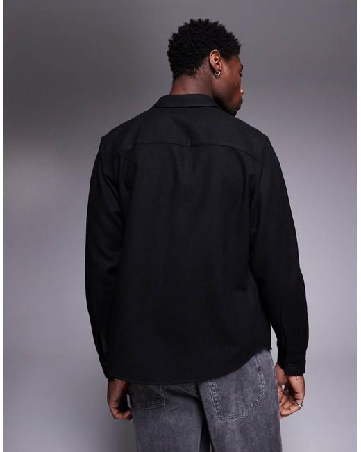 Camicia Giacca Nera Effetto Lana di ASOS in Gray da Uomo