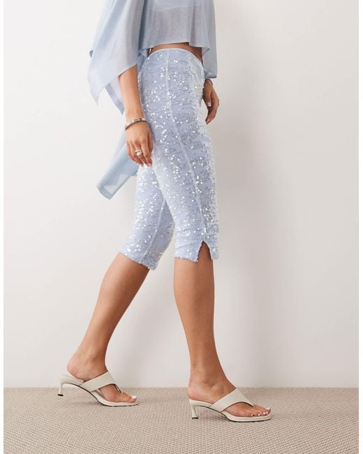 ASOS Blue Sequin Capri Pants