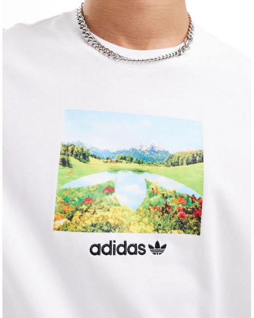 Camiseta blanca con estampado gráfico Adidas Originals de hombre de color White