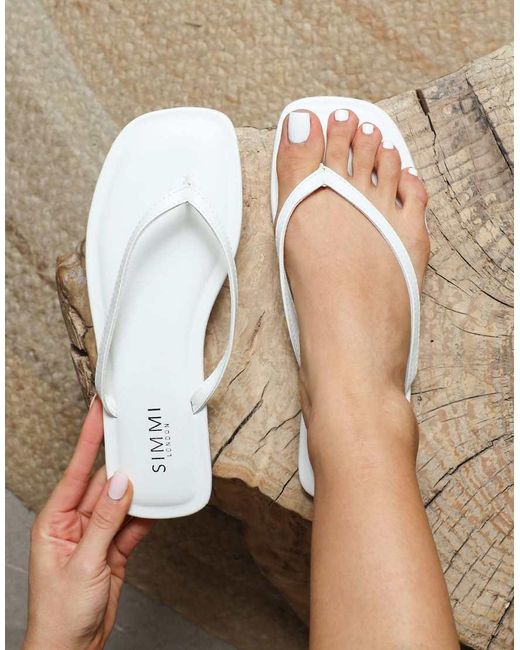 SIMMI White Kima Flat Sandals
