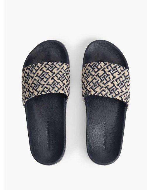 Tommy Hilfiger White Monogram Pool Slides