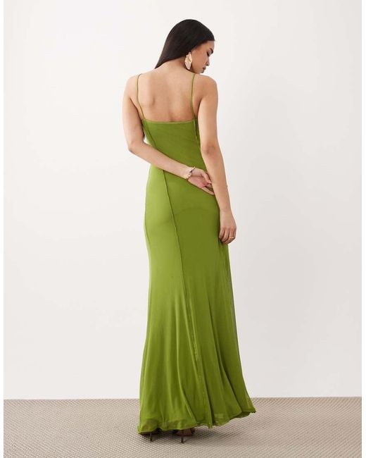 ASOS Green Mesh Cami Seam Detail Maxi Dress
