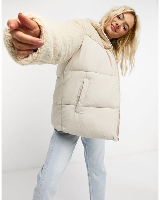 cream hooded puffer jacket
