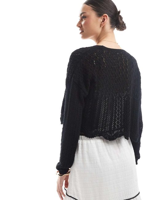 ONLY Black – gehäkelte strickjacke
