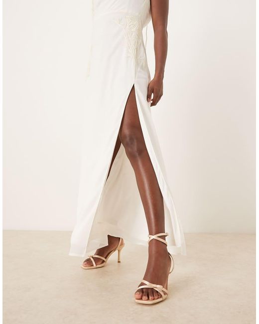 Be Mine Wide Fit Brown Bridal Honora Heeled Sandals With Bows