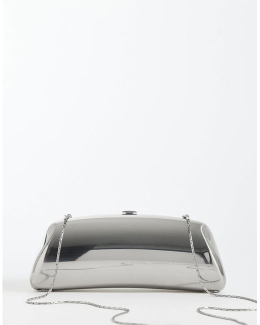 Mango Gray Rectangle Clutch Bag