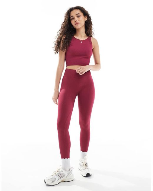 Leggings Sin Costuras De (Parte De Un Conjunto)-Rojo ONLY de color Red