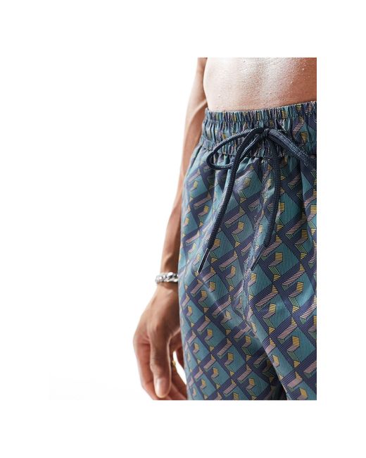 Farah Blue Colbert Monogram Swim Shorts for men