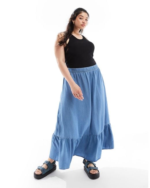 Vero Moda Blue Layered Maxi Skirt