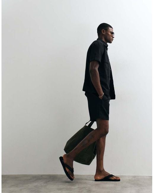 ASOS Black Co-ord Textured Shorts for men