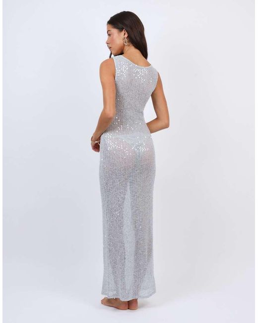SIMMI White Sheer Sequin Beach Maxi Dress