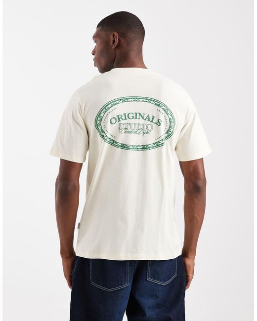 Jack & Jones White Oversized Originals T-Shirt With Back Print for men