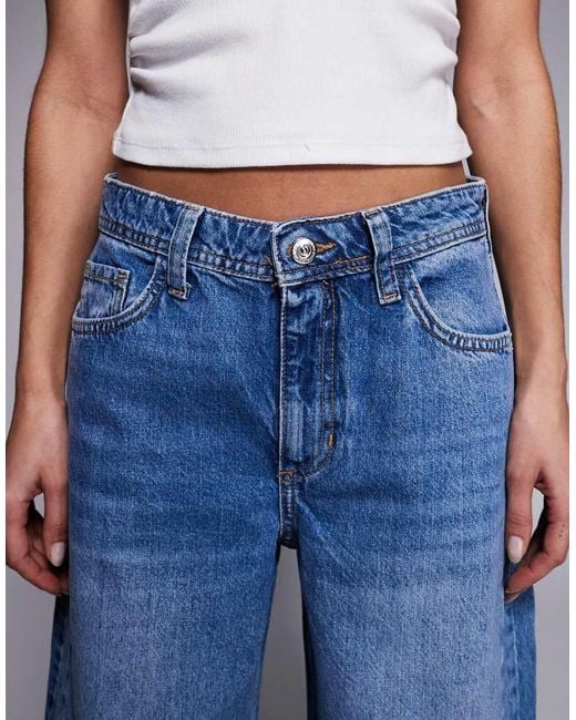 River Island Blue Seamed Barrel Jean