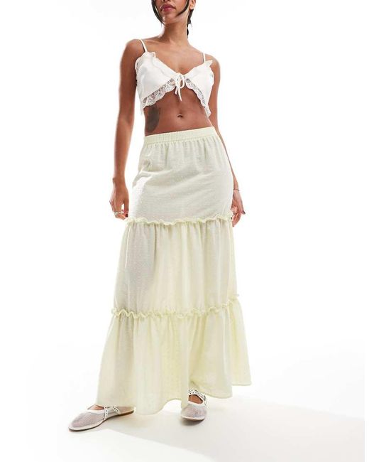 Reclaimed (vintage) White Tiered Maxi Western Skirt