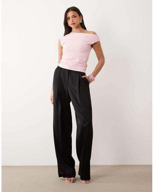 ASOS Pink Off Shoulder Ruched Detail Top