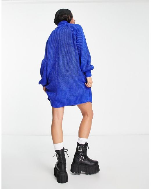 Noisy May Blue High Neck Mini Jumper Dress