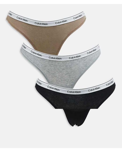 Pack De 3 Tangas De Varios Colores Con Logo En La Cinturilla Modern Logo De Calvin Klein de color Gray