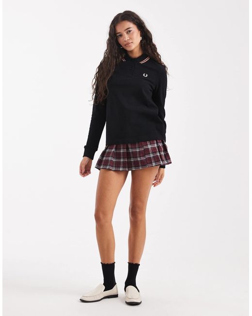 Fred Perry Black Tipped Long Sleeve Polo Shirt