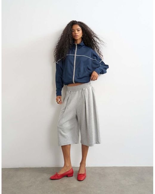 TOPSHOP Blue Sports High Neck Piped Jacket