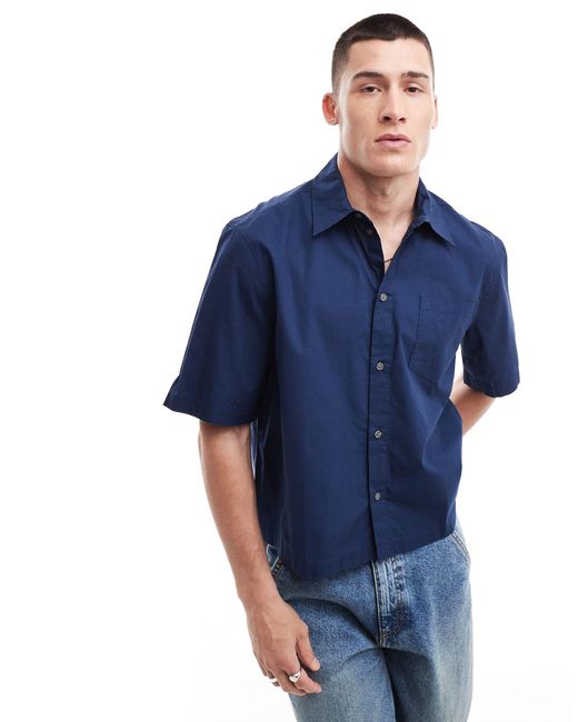 Weekday Blue Tom Short Sleeve Shirt for men