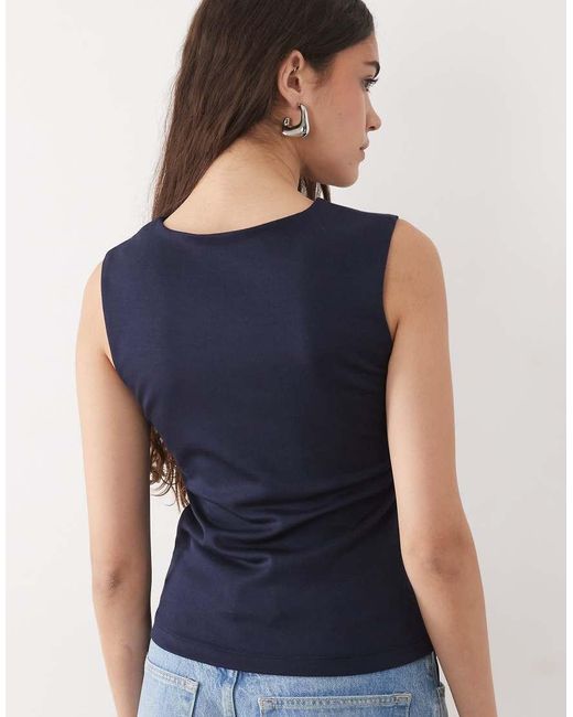 Threadbare Blue Sleeveless Draped Singlet
