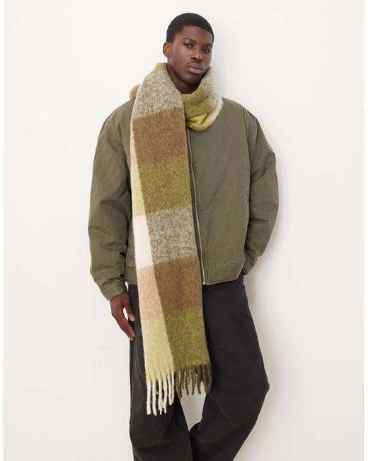 ASOS Green Woven Oversized Check Scarf for men