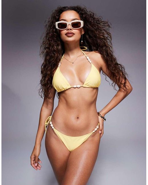 Top Bikini A Triangolo Con Perline di Candypants in Gray