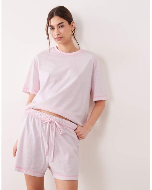 ASOS Pink Essentials Oversized Tee And Shorts Pyjama Set
